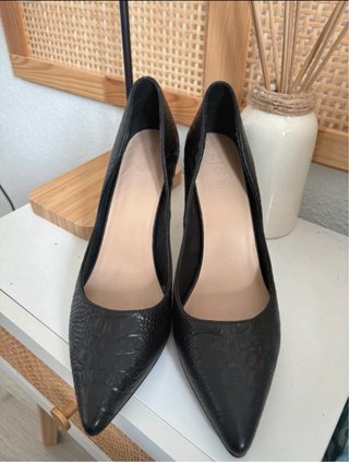 Zign Zapatos de Piel Tacón Negro