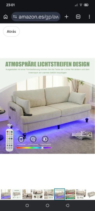 Sofá moderno beige tela