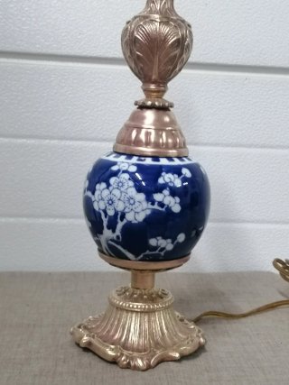 Lámpara de mesa cerámica y metal vintage