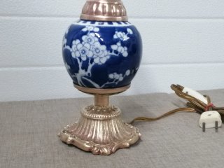 Lámpara de mesa cerámica y metal vintage