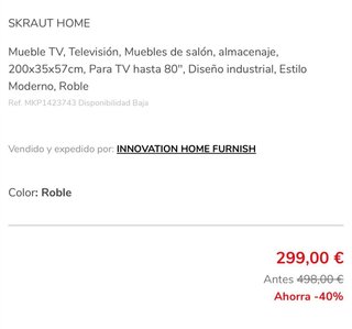 Mueble TV Roble 200x35x57cm