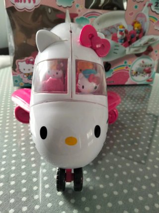 Avión Hello Kitty, con su caja y accesorios.