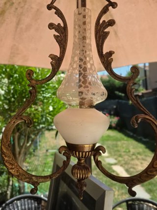 Lampadario Metallo Oro Vetro Trasparente