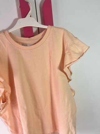 Camiseta naranja volantes manga corta