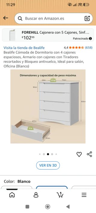 Cómoda blanca 4 cajones
