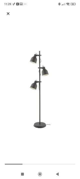 Lámpara de pie IKEA HEKTAR gris