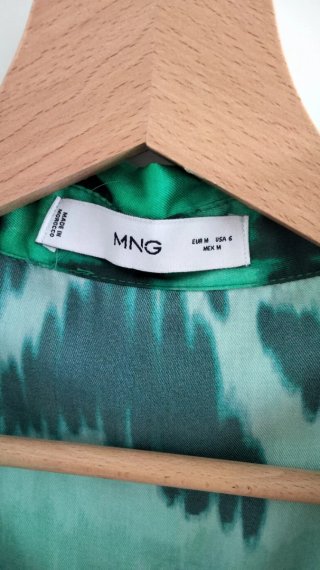 Vestido Mango verde y negro estampado