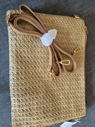 Bolso Clutch/Bandolera Beige y Dorado