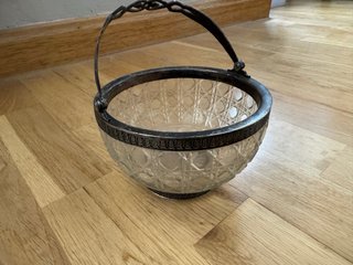 Cuenco antiguo cristal plata 875 soviético