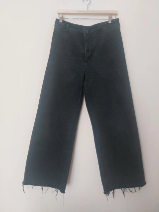 Pantalón Zara Wide Leg Negro Desgastado
