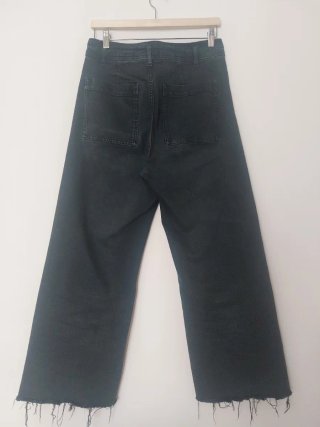 Pantalón Zara Wide Leg Negro Desgastado