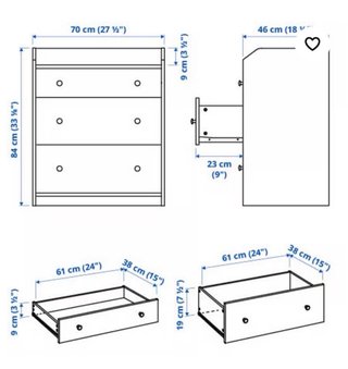 Cómoda Hauga Ikea Blanca con tiradores cambiados
