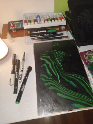 Arte abstracto verde y negro