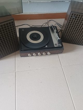 Tocadiscos Dual Marrón y Negro