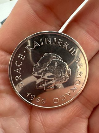 Moneda Plata Mónaco Rainier Grace 1966