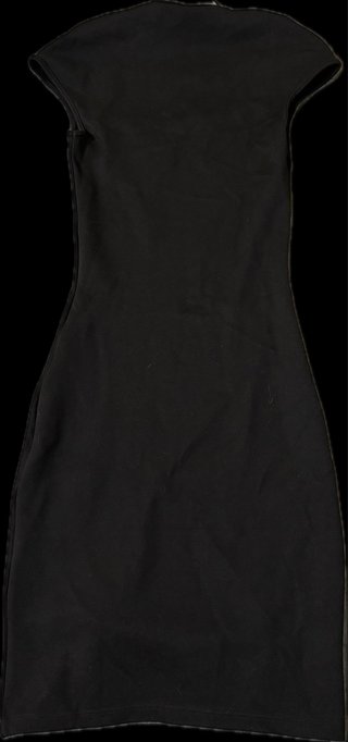 Vestido Negro Cuello Cuadrado Manga Corta