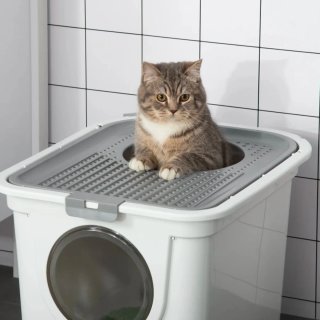 Box per gatti coperto bianco-grigio 44x55x39cm