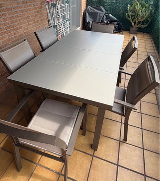 Mesa extensible jardín + 6 sillas