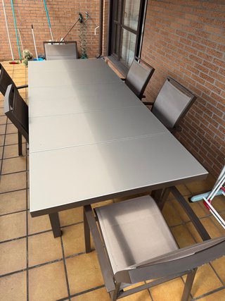 Mesa extensible jardín + 6 sillas