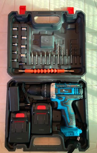 Radial y taladro 21V con cargador y llave