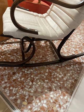 Sillón Mecedora Antiguo Tapizado Beige