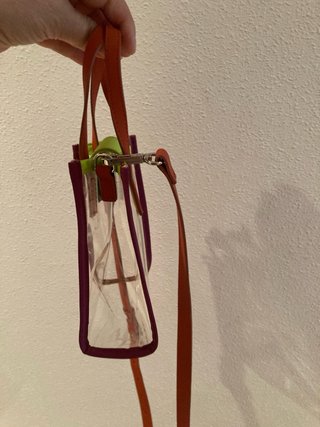 Bolso Parfois transparente naranja y verde