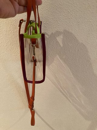 Bolso Parfois transparente naranja y verde