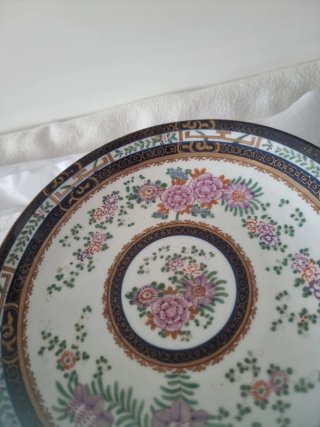Plato decorativo francés Familia  Rosa 1900