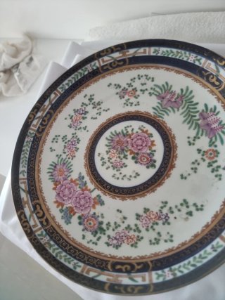 Plato decorativo francés Familia  Rosa 1900