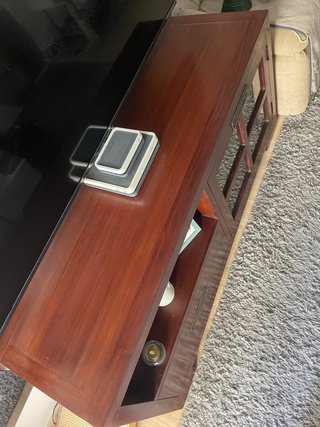 Mueble TV Banak Madera teka y Cristal