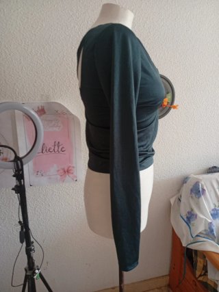 Blusa verde manga larga cruzada