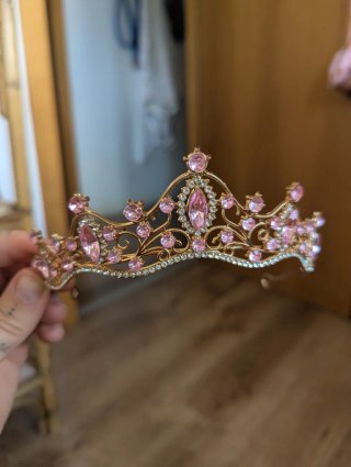 Corona Princesa Niña/Adulta Oro y Rosa