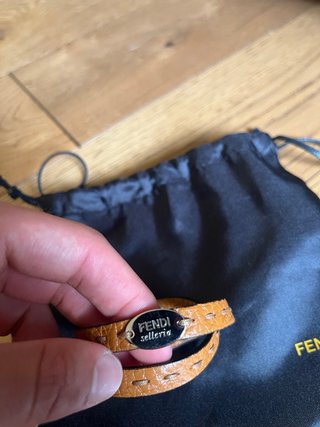 Bracciale Fendi Selleria Pelle Marrone Argento