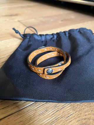 Bracciale Fendi Selleria Pelle Marrone Argento