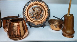 Lote Cobre: Plato, Jarra, Cubo y Más