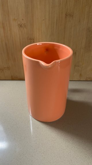 Jarra cerámica naranja asa burbuja