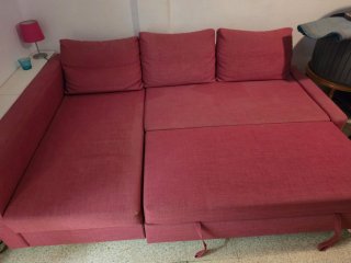 Sofá cama chaiselongue Friheten rosa