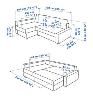 Sofá cama chaiselongue Friheten rosa