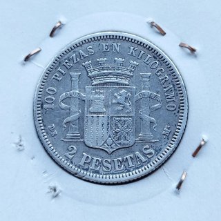 Moneda de 2 Pesetas de plata 1870 Estrella 73