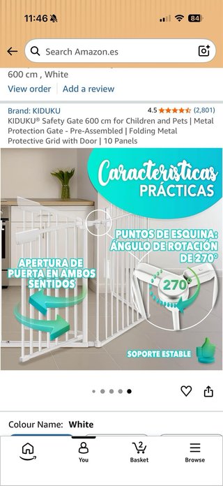 Barrera Seguridad Infantil Blanca 600cm