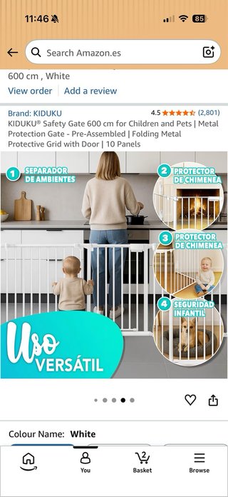 Barrera Seguridad Infantil Blanca 600cm