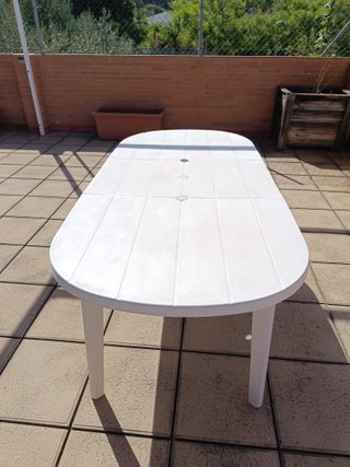 Mesa Resina Blanca Terraza/Jardín 135/185x90