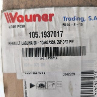 CARCASA RETROVISOR DERECHO RENAULT LAGUNA NUEVO 1051937017