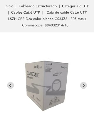 Cable Cat6 UTP Commscope LSZH CPR Dca Blanco 305m