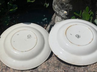 Platos antiguos porcelana Sacavém Man & C.a verde
