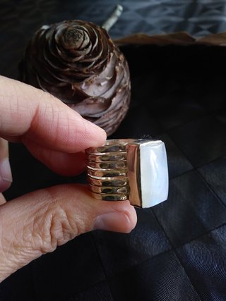 Anillo Plata y Piedra Luna Rectangular