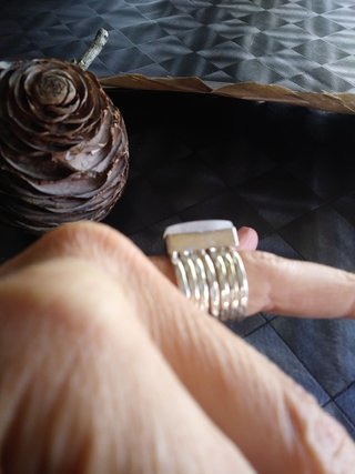 Anillo Plata y Piedra Luna Rectangular