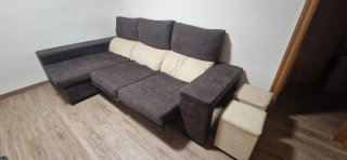 Sofá chaise longue 3 plazas tela