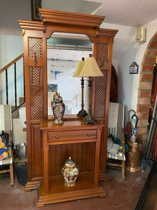 Mueble de entrada madera con espejo