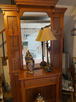 Mueble de entrada madera con espejo